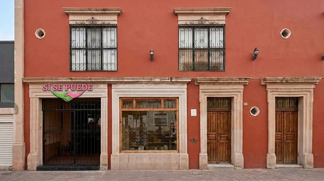 Fachada del edificio de las oficinas de Sí Se Puede, en Belisario Domínguez 133, Barrio de Analco, 34138 Durango, Dgo.